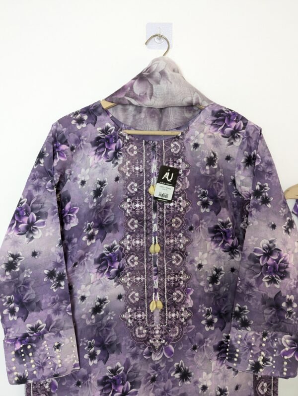 Lawn embroidery 3piece partywear AMD271-PURPLE