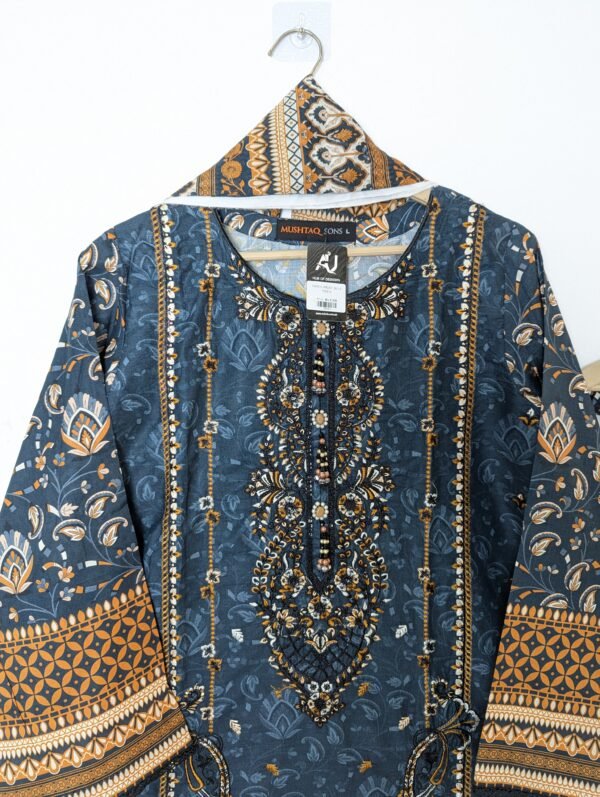 Pure lawn thread embroidery  3 PIECE INDS11-PRINT BLUE
