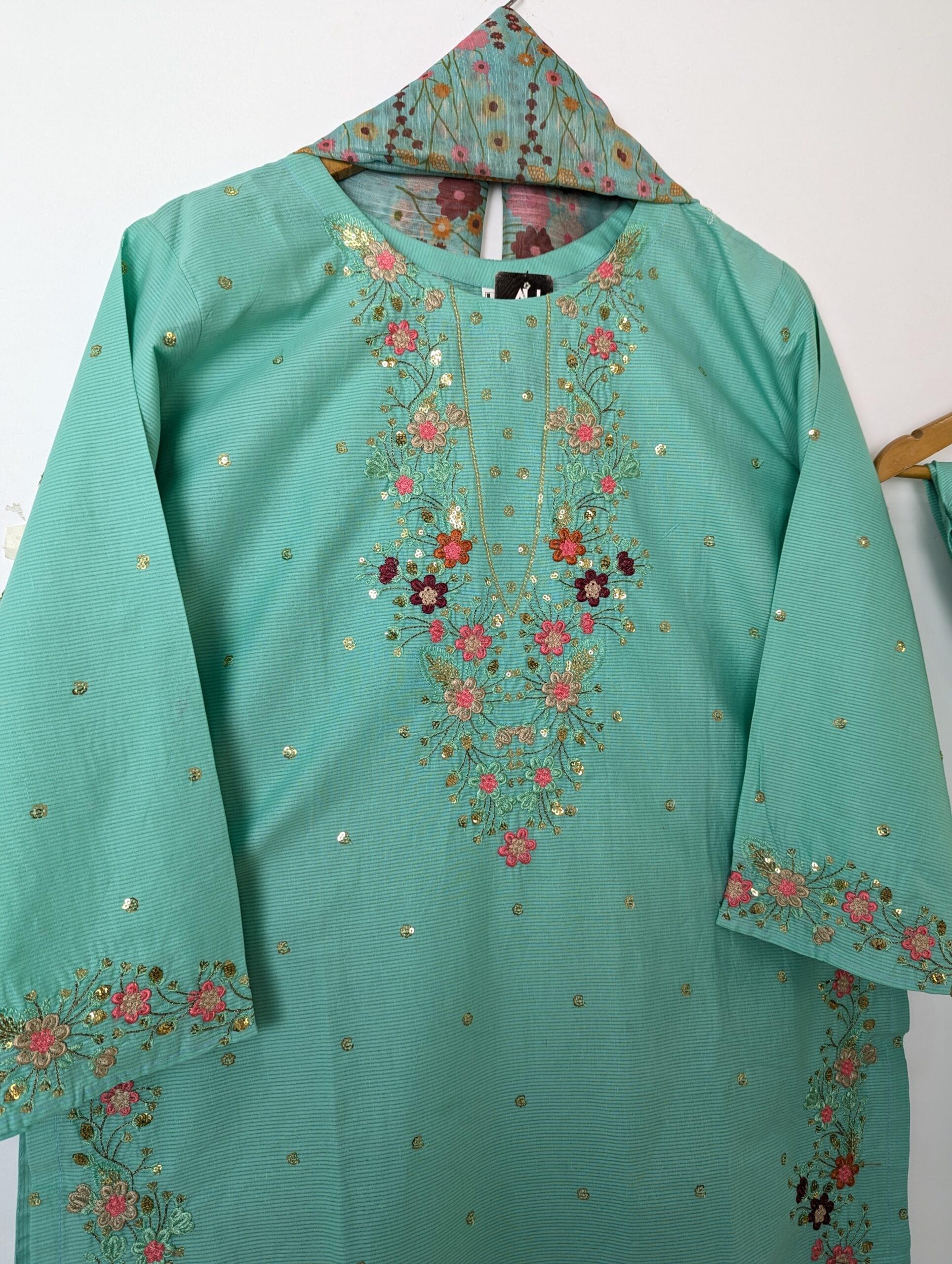 COTTON embroidered FION4-MINT
